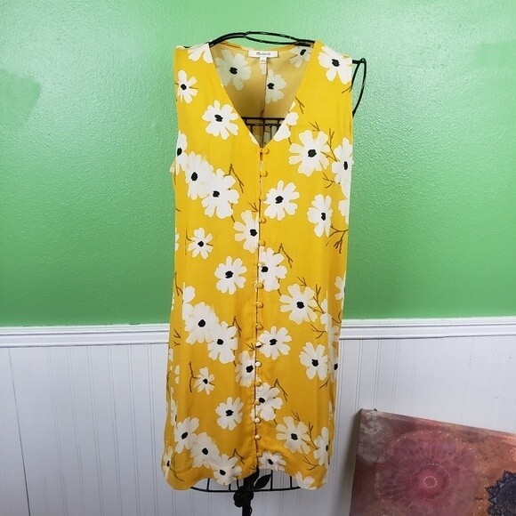 Madewell Yellow White Daisy Floral Mini Dress Size Small